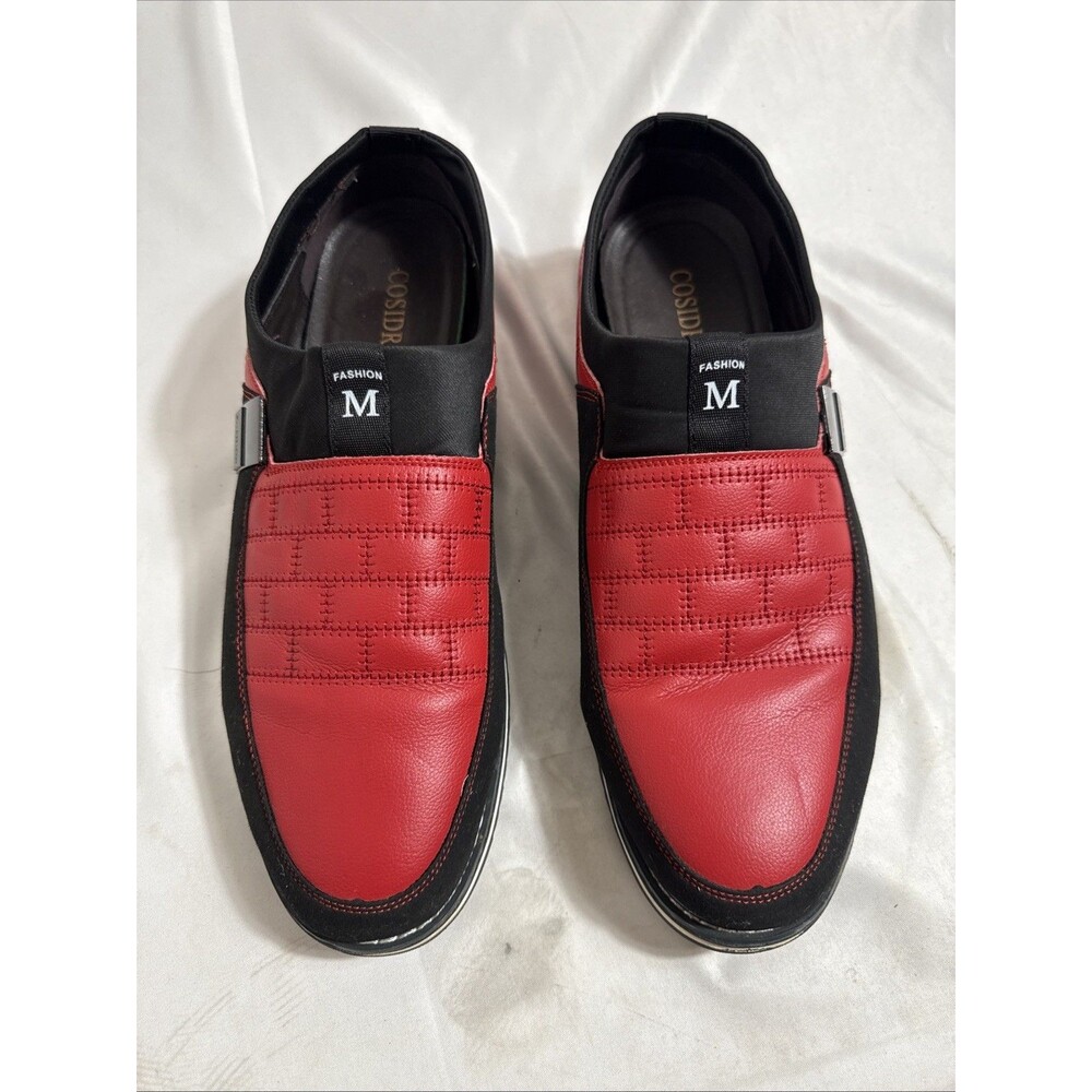 Cosidram Men's Shoes US 11.5 CN 48 Shoes Slip-On Comfort  Sneaker Red Black